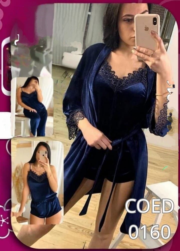 طقم روب وكاش قطيفه