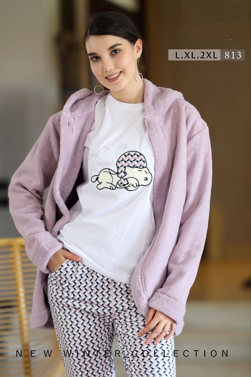 بيجامه 3 قطع جاكت فرو