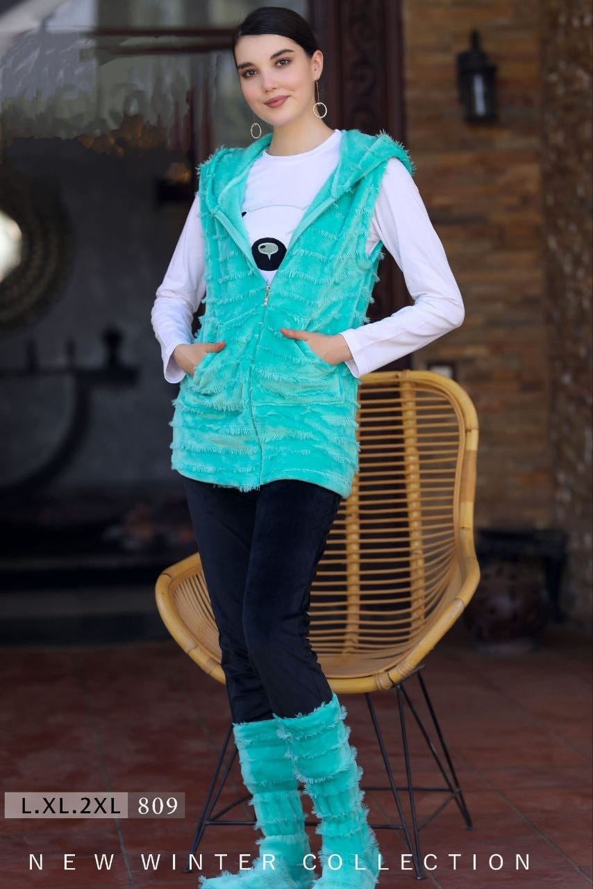 بيجامه 3 قطع جاكت فرو